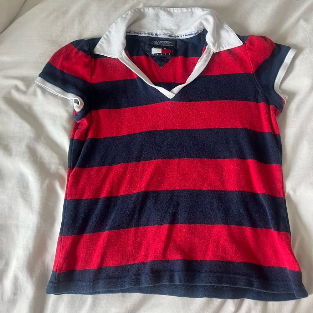 Tommy Hilfiger Polo with Red and Navy Stripes